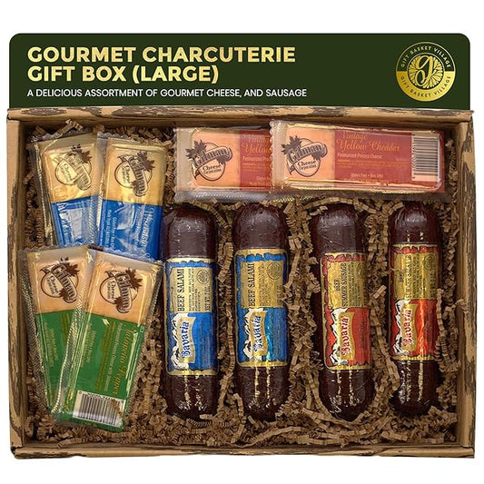 Gift Basket Village Cheese And Sausage Gift for Retirement - Gourmet Gift Baskets for Adults, Summer Sausage, Swiss Cheese, Salami, Cheddar, & Specialty Food Gifts, Ideal for Corporate & Company Event