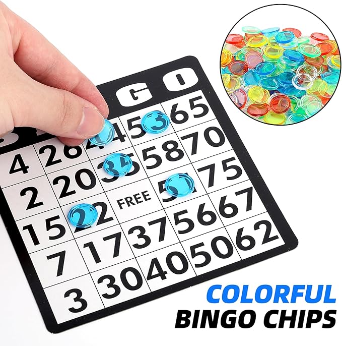Deluxe Bingo Game Set Includes 18 Mixed Cards, 150 Vibrant Chips, 75 Calling Balls, 8” Bingo Cage - Premium Bingo Set for Large Groups and Parties