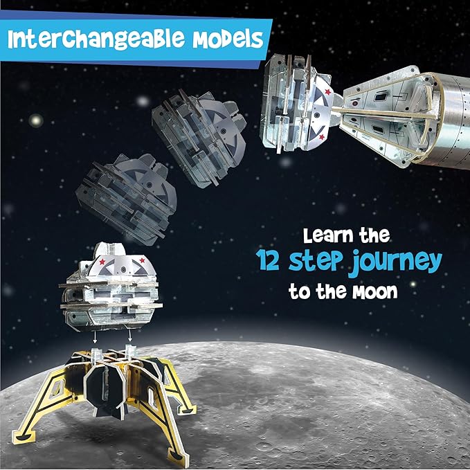 Imagimake Mapology Man's Journey to Moon | NASA Mission Apollo 11 | Rocket & Satellite Model Making Set | Space Toys for ages 8-13 | Educational Science Kits for Kids Age 8-12 | Gifts for Boys & Girls