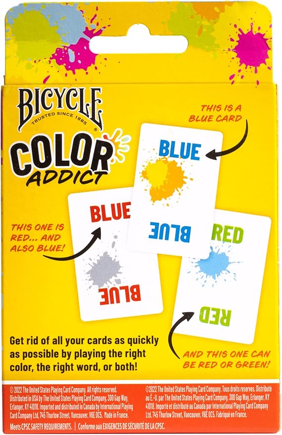 Bicycle Color Addict Matching Family Card Game, Up to 6 Players (Ages 7 and Up), Yellow