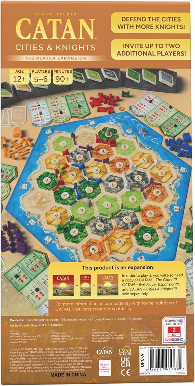 CATAN Cities & Knights 5-6 Player Board Game Extension (6th Edition) Add More Players, Strategy Game for Kids & Adults, Ages 12+, 3-6 Players, 90-120 Minute Playtime, Made by Catan Studio