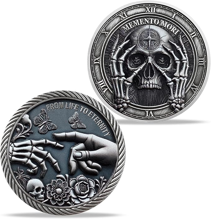 Memento Mori Coin Momento Mori Coin Skull Coin Stoic Gifts Memento Mori Calendar Living Memento Mori Amor Fati Coin (Facepalm Skull)