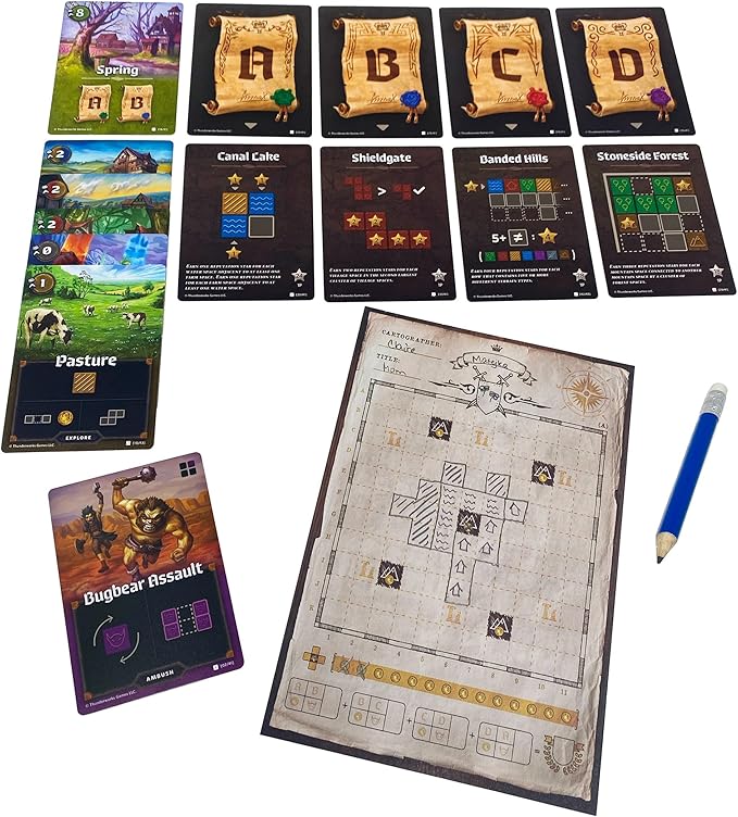 Cartographers: A Roll Player Tale | Award-Winning Game of Fantasy Map Drawing | Strategy Board Game | Flip and Write | Family Game for 1-100 Players | 30-45 Minutes