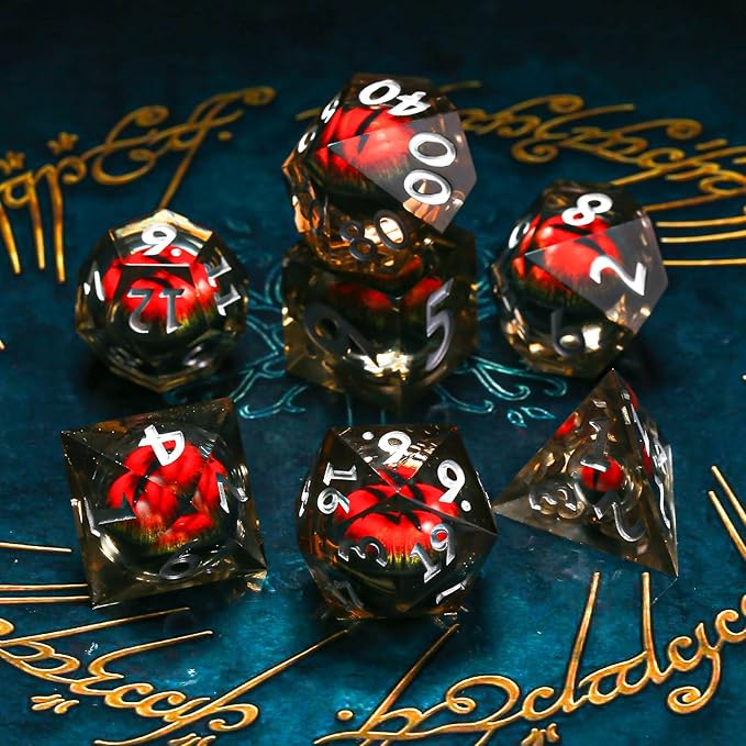 Sharp Edge Dice Set,Liquid Core Dragon Eye Dice for RPG DND Role Playing Table Games
