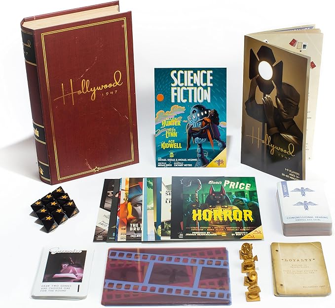 Hollywood 1947 Board Game, Movie Making Game for Friends and Family, Board Game of Cards, Strategy, and Deceit, for 1-9 Players, Ages 14+