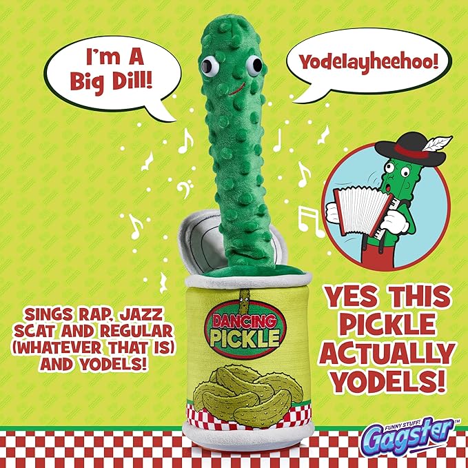 Gagster Dancing Pickle – Sings, Repeats What You Say & Tells Jokes – Hilarious Electronic Yodeling Pickle – Dance, Weird Random Stuff for Anyone Who Loves Funny Gag Gifts