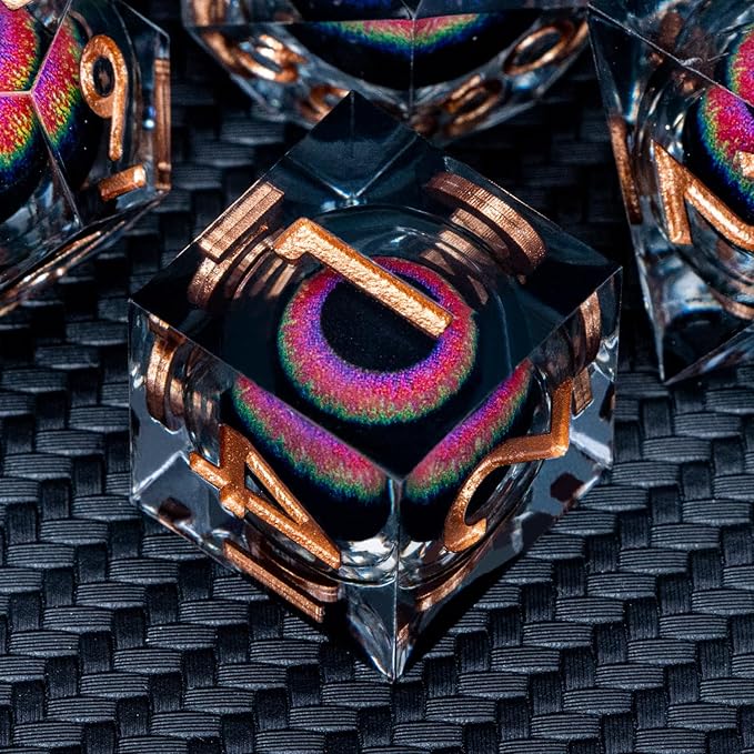 ARUOHHA DND Dragon Eye Dice Liquid Core Resin Sharp Edged Dice Set with Gift Box, RPG Role Playing Game Polyhedral Handmade D and D Dice D20 D12 D10 D8 D6 D4