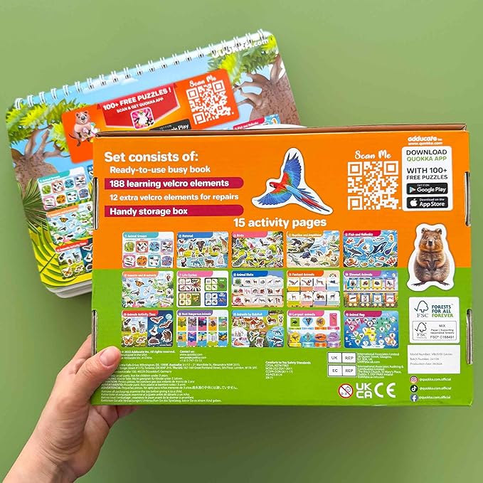 QUOKKA Montessori Busy Book for Ages 4-8 - Pre K Toddler Learning Activities for Homeschooling - My Preschool Busy Book for Toddlers 3-5 - 15 Kids Educational Animal Activities