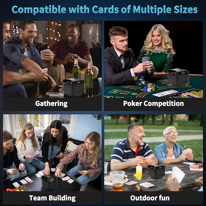 Automatic Card Shuffler and Dealer Machine，Card shuffler 2 Deck，360 °Rotating Card Dealer，Eletric Shuffling and Dealing Machine All in ONE, Ultra Quiet, Rechargeable,for Board Games and Poker Games