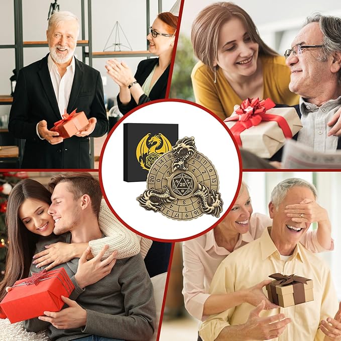 Spinner DND Dice, 7-in-1 Dragon Metallic D&D Dice, Dragon Roulette Dice Spinner for DND Dice Set, DND Gifts with Gift Box, Role Playing Board Game Accessories, DND Dice Set Gifts, Bronze