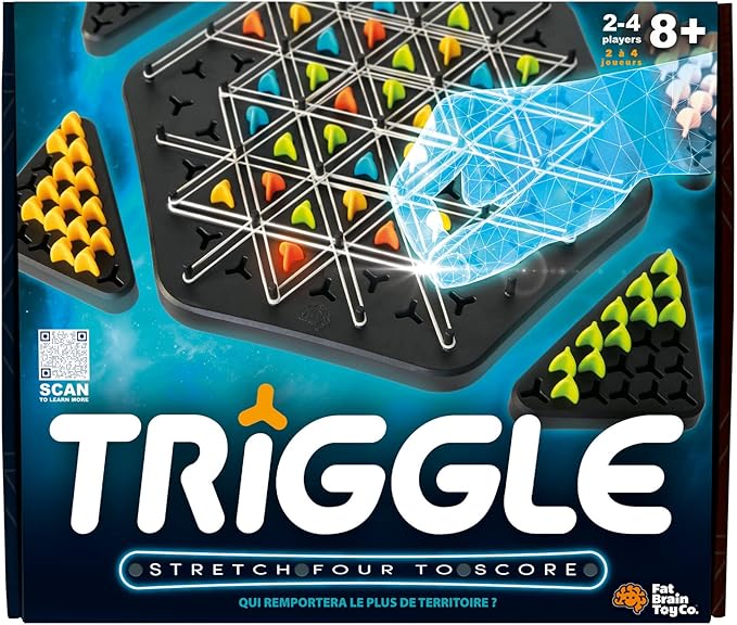 Fat Brain Toys Triggle - Stretch Four to Score [Fun Family Brainteaser Strategy Game for Kids, Teens, & Adults] Rubber Band Triangle Game
