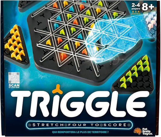 Fat Brain Toys Triggle - Stretch Four to Score [Fun Family Brainteaser Strategy Game for Kids, Teens, & Adults] Rubber Band Triangle Game