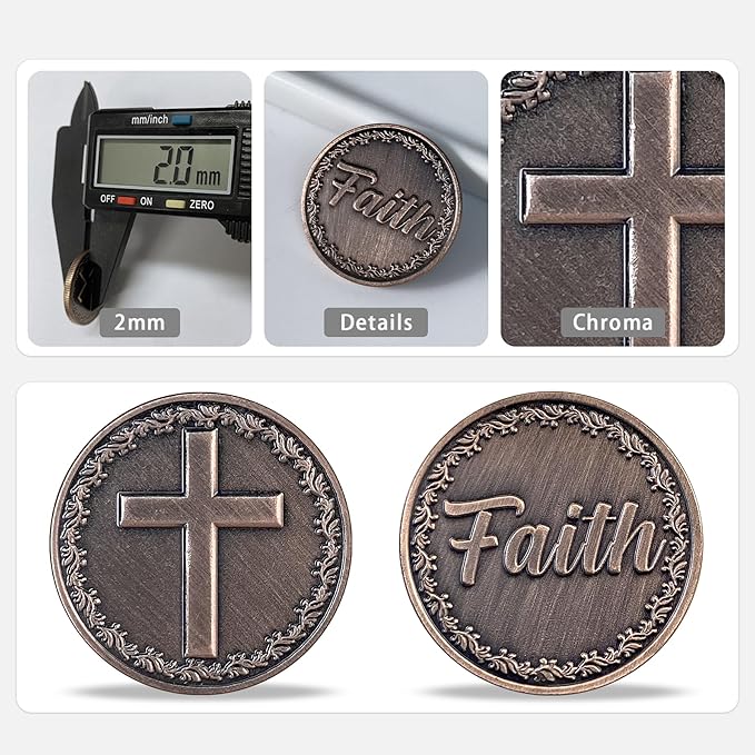 Cross with Wreath Religious Challenge Coin - Inspirational Collectible, High Relief Design, Symbol of Faith and Spiritual Growth, Christian Amulet