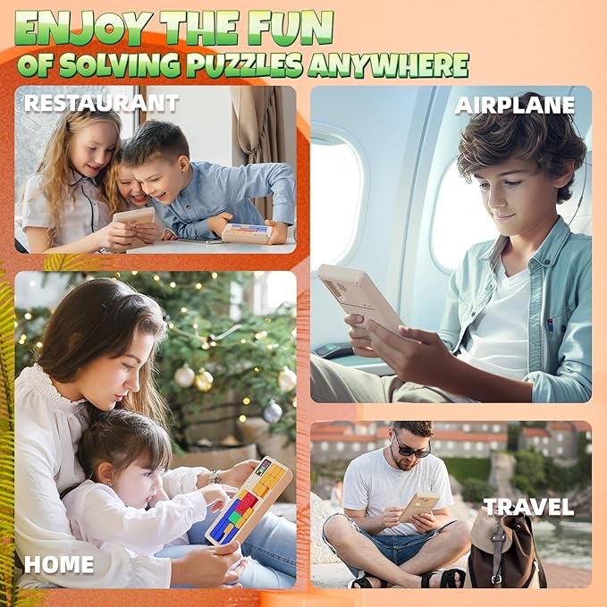 Super Slide Puzzle, Hand Held Travel Games for Kids, Brain Teaser Toys Road Trip Activities for Boys Girls Adults, Birthday Easter Basket Stuffers