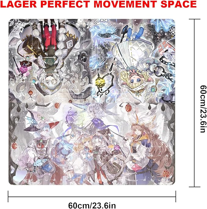 Card Rubber Mat - 2 Player, Square playmat for Gamer 60x60cm/23.6x23.6inch (White Forest)