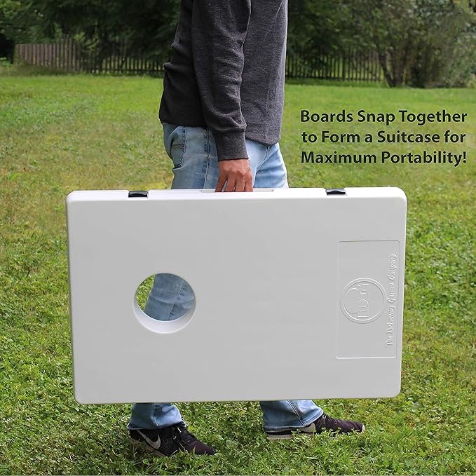 Driveway Games All Weather Corntoss Bean Bag Cornhole Yard Game Set for Indoor and Outdoor Use with 2 Target Boards and 8 Bean Bags