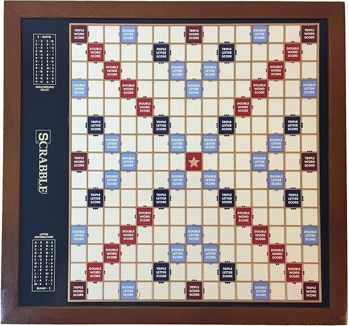 WS Game Company Scrabble Trophy Luxury Edition with Rotating Wooden Game Board