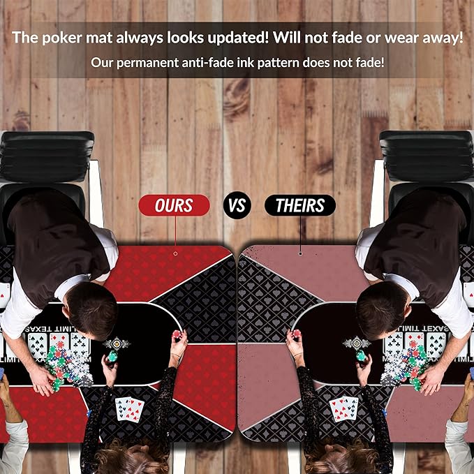 nuveti Poker Mat - 94 x47inch Non-Slip Poker Table Game Mat - Portable Rubber Waterproof Poker mat for Table 8-10 Player Card Game