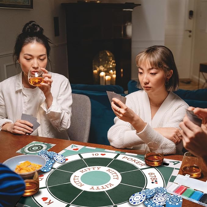 Michigan Rummy Play Mat,27.6" x 27.6", 2-9 Players, Tripoley Game Foldable Felt Mat,Classic Family Casino Games of Bets and Bluffs,The Perfect Blend of Rummy and Poker（Only Game Mats）