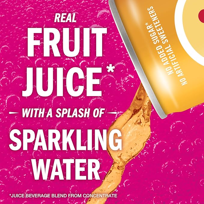 IZZE Sparkling Juice Beverage Blend, Peach, No Sugar Added, 8.4 FL OZ, 24 Cans