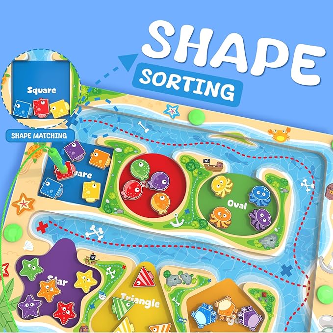 Magnetic Color & Shape Maze - Montessori Toys for 3 4 5 Year Old, Color and Shape Sorting Toys, Montessori Toys for Kids Boys Girls Gifts Ages 3+，Preschool Learning Activities