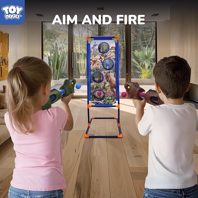 TOY Life Dinosaur Shooting Toys for Kids 5-7 with 2 Air Pump Guns, Target Shooting Games with 36 Foam Balls, Outdoor Activities Games for Kids Competition Game Gift for Boys