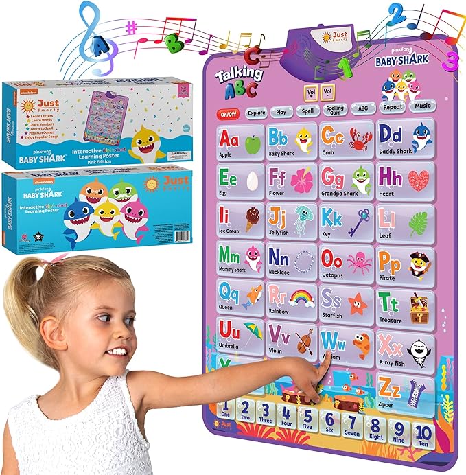 Pinkfong BabyShark Alphabet & Number Learning Toy for Girls Pink Edition | PinkFong Official Song Musical Mat | Best Birthday 1 Year Old Toys | Baby Shark Toys for Toddlers 1-3 | Baby Shark Games