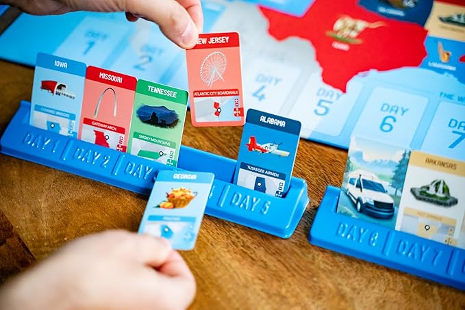 10 Days in The USA | Family Road Trip Board Game for All Ages | Designed by Alan Moon - Designer of Ticket to Ride | 2-4 Players | 30 Min | Ages 8 and Up