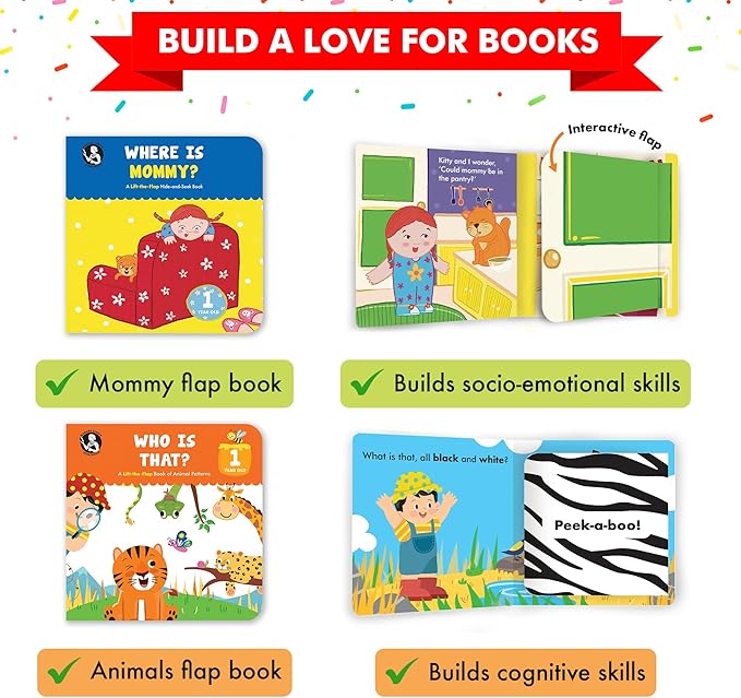 Madame Curie’s My 1 Year Old Library Set of 5 | Baby Toys, for Ages 12-18-24 Months | Best Toddler Board Books | Birthday Gift Ideas for Newborn Girl & Boy, Infant Toys