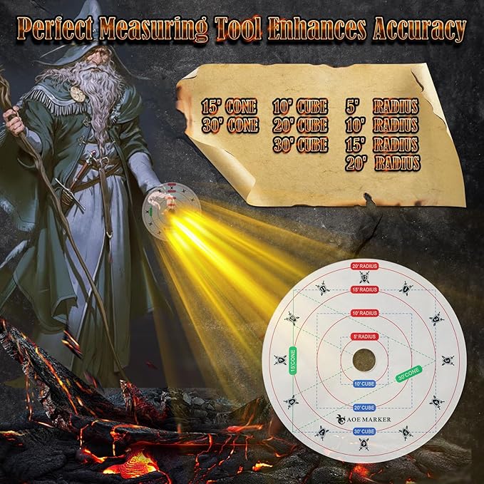 D&D 5e Damage Template with 1" Center Hole - 30' Cube/Cone Acrylic AOE Measurer, RPG Alignment Tool for Precise Spell Casting, Tabletop Gaming Accessories & DM Gifts, Tools for Dungeons and Dragons