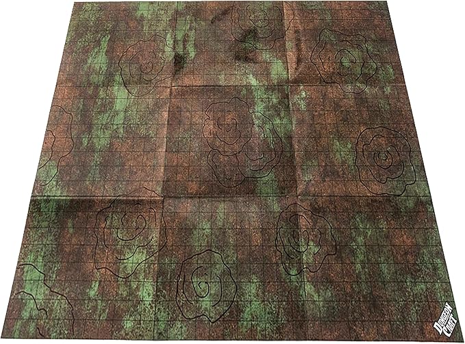 DUNGEON CRAFT Battle Map for DND & RPG – Double-Sided Gloss Laminated 24"x33" Mat with 1" Grid – Wet/Dry Erase Tabletop Terrain – Turned Earth Pack