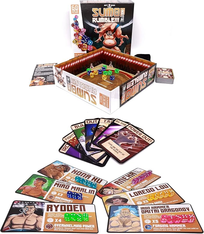 Sumo Rumble: Exciting Dice Game for Families | Simple & Fun Japanese Sumo Wrestling | Action-Packed Board Game | Great for Kids, Teens, and Adults | Perfect for Game Nights