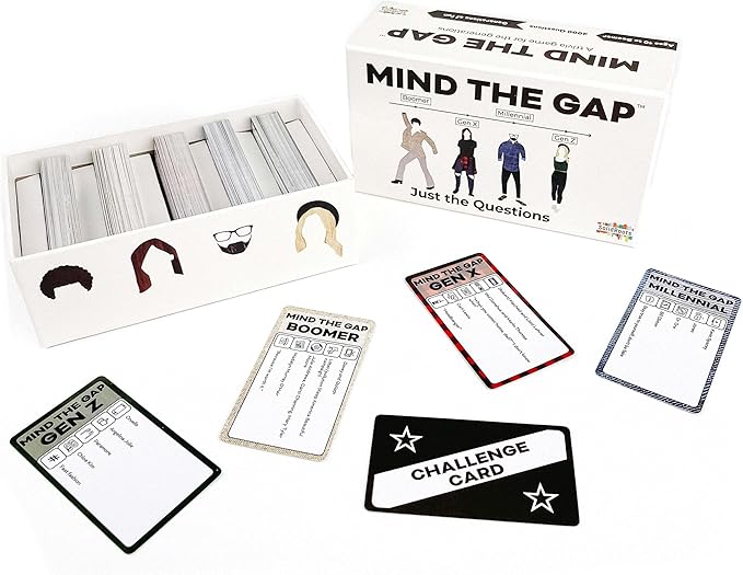 Spin Master Games, Mind the Gap Just the Questions, Expansion Pack With 1000 New questions For All Generations + 50 New Challenge Cards