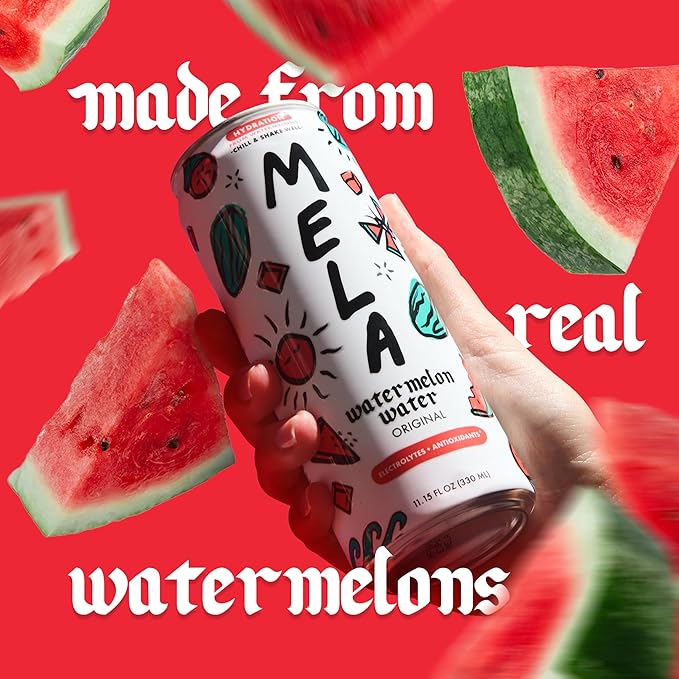 Mela Watermelon Water - Hydrating Juice Drink w/Vitamin C, Electrolytes & Antioxidants - Non-GMO, Gluten-Free, Real Fruit Juice (Variety, 11.15 fl oz, 12-Pack)