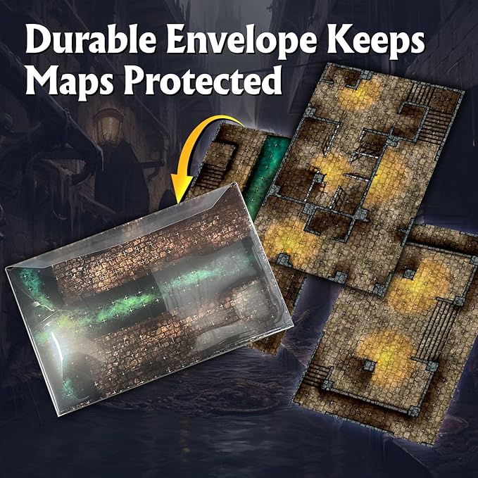 Arcknight The Dungeons Roleplaying Battlemaps; 16 Modular RPG Maps in 8 Double-Sided Pages, 1" Square Grid, Modular & Versatile Design for Tabletop Gaming - for Dungeons & Dragons & Pathfinder