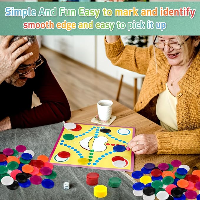 Coopay 1000 Pieces 10 Colors Plastic Poker Chips, 1 Inch Bingo Chips Bulk Learning Counters Disks Poker Card Game, Counting Markers for Math Practice, Game Tokens and Teaching Rewards, 25 mm