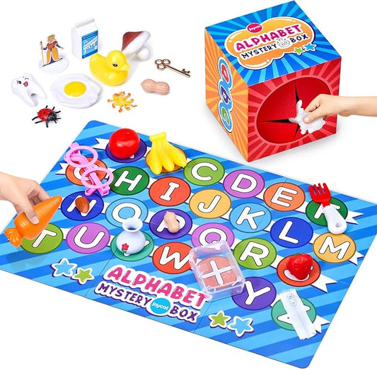 JoyCat Mystery Alphabet Box for Kids 26 PCS Letters Sorting Matching Game Activities Letter Sounds Fine Motor Learning Toys for Preschool Kindergarten Classroom - Easter Basket Stuffers Gifts