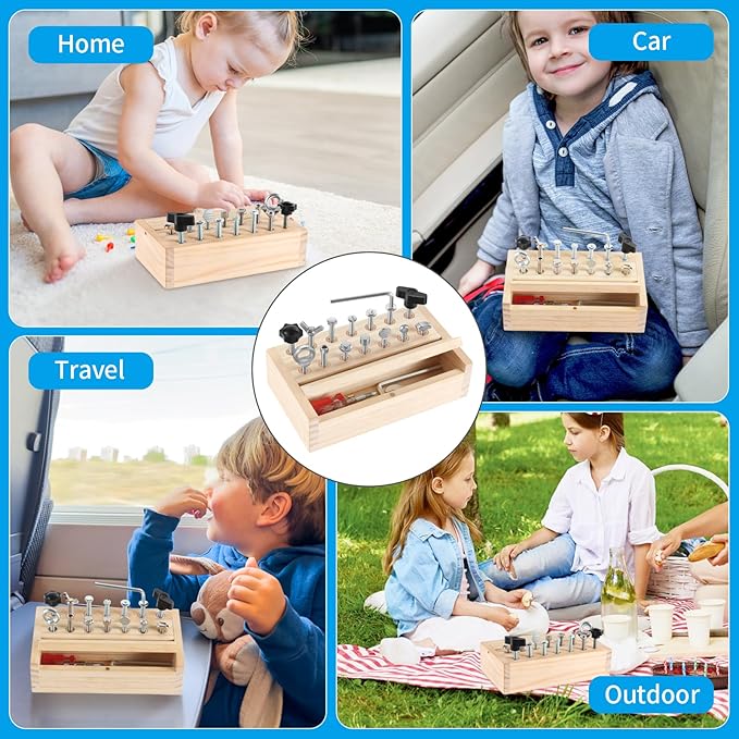 Montessori Toys for 3 4 5 Year Old,Montessori Screwdriver Board Set,Kids Tool Set,Sensory Preschool Learning for Toddler Travel,Fine Motor Skills - STEM Toys