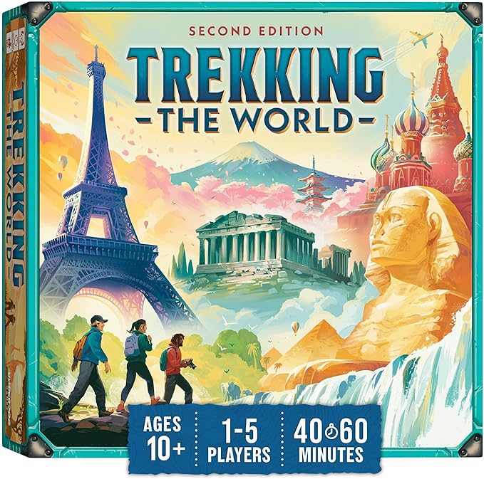 Trekking The World (2nd Edition) - The Award-Winning Family Board Game | Great for Kids Ages 10 and Up | Easy to Learn | Designed for Globetrotters by Underdog Games