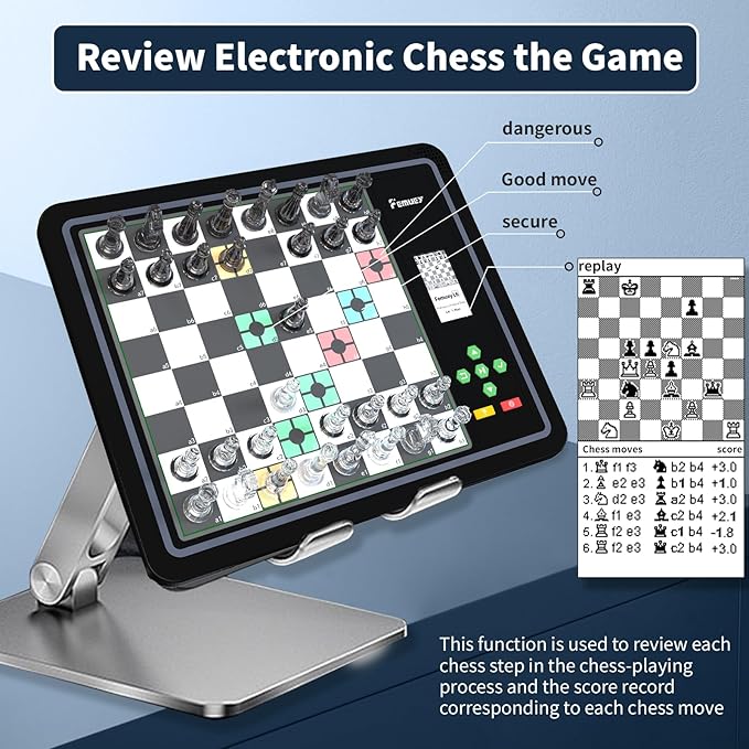 Electronic Chess Set, Computer Chess Game, Chess Set Board Game, Electronic Chess Game, LEDs, Built-in Battery, Great Partner for Play and Practice