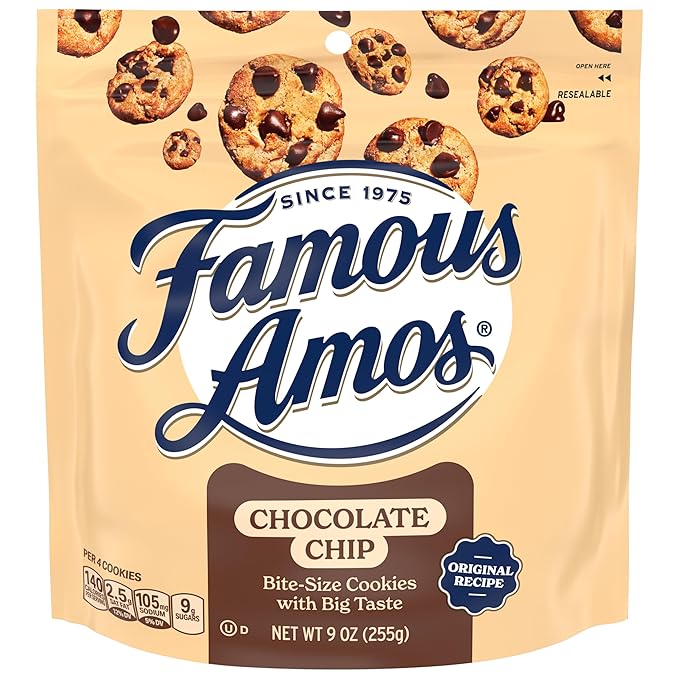 Famous Amos Classic Chocolate Chip Cookies, 9oz Bag (Pack of 8)