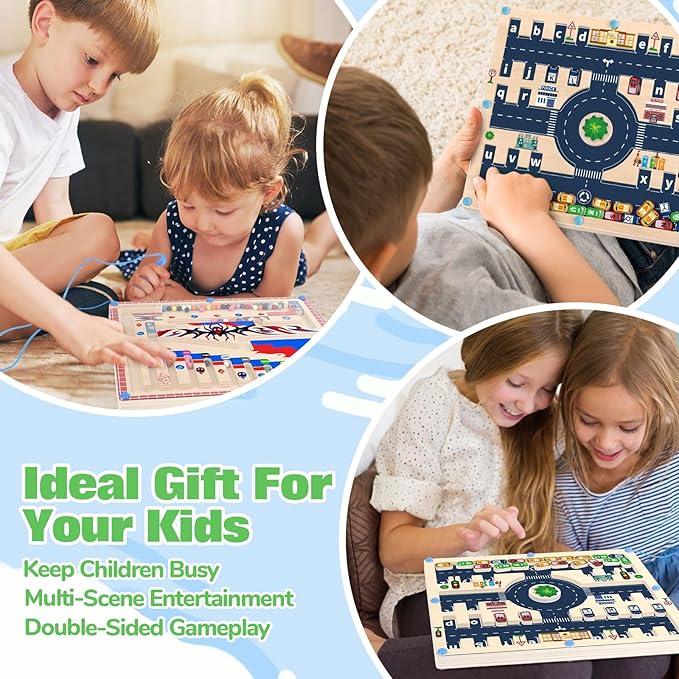 Toys for Boys 2 in 1 Montessori Toys Magnetic Color and Number Maze for Toddler Boys Gifts Magnetic Alphabet Maze ABC Alphabet Learning Preschool Learning Activities Toddler Busy Board Game