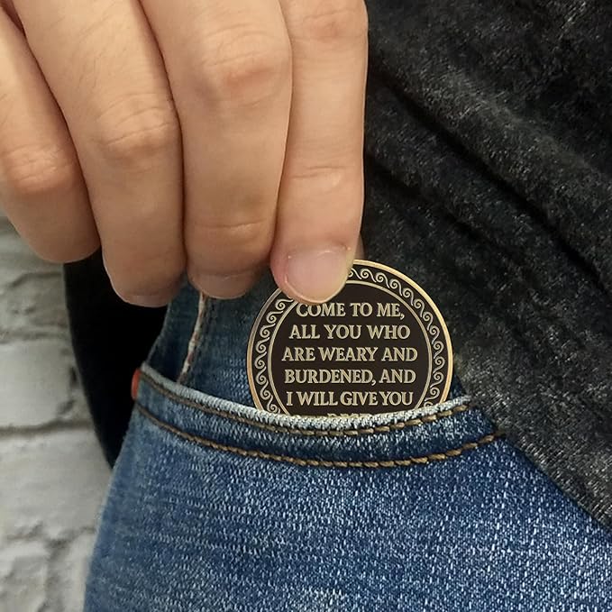 Water Jar Religious Coin Inspirational Bible Verse Medallion Faith-Based Gifts for Spiritual Encouragement for Men & Women