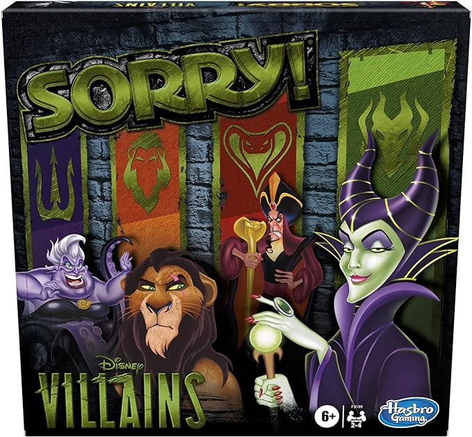 Hasbro Gaming Sorry! Board Game: Disney Villains Edition Kids Game, Family Games for Ages 6 and Up (Amazon Exclusive)