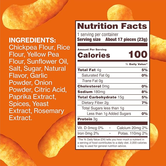 Hippeas Chickpea Puffs, Cheezy Vibes, 0.8 Ounce (Pack of 30), 3g Protein, 2g Fiber, Vegan, Gluten-Free, Crunchy, Plant Protein Snacks