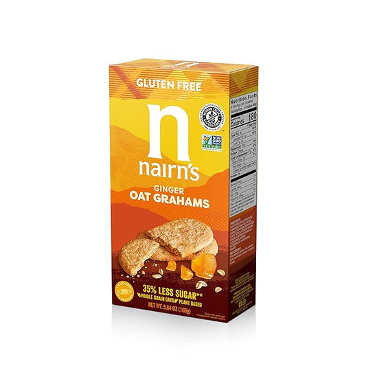 Nairn's Gluten-Free Stem Ginger Oat Grahams - Healthy, Tasty and Safe for Celiacs. Perfect On-the Go Snack .High Fiber, No Artificial Colors, Flavors, or Preservatives, 5.64oz