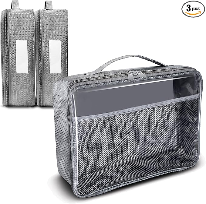 Toy Storage Bag, On the Go Toy Storage Organizer, Car Toy Organization, Blocks Travel Bag, Activity Bags for kids, Traveling Carrying Case, Storage Organizer (Large 3 pc Grey Bags)