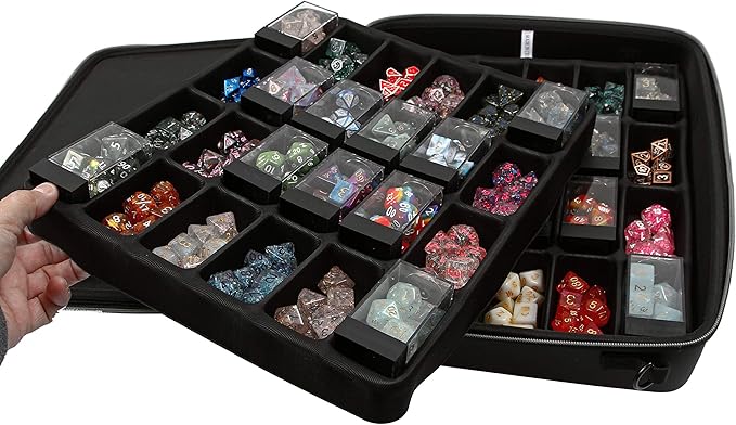 Forged Dice Co. Double Dice Tray Dice Case - Holds 40 Plastic Dice Storage Cubes or 14 Dice Per Section up to 560 Total Dice - Dice Tray and Display Case Compatible with Chessex Cubes and DnD Dice