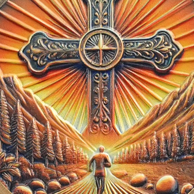 Radiant Cross Path Religious Coin Inspirational Bible Verse Medallion Faith-Based Gifts for Spiritual Encouragement for Men & Women