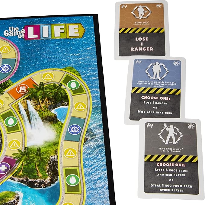 Hasbro Gaming The Game of Life Jurassic Park Edition, Family Board Game for Kids Ages 8 and Up, Inspired by The Original Hit Movie